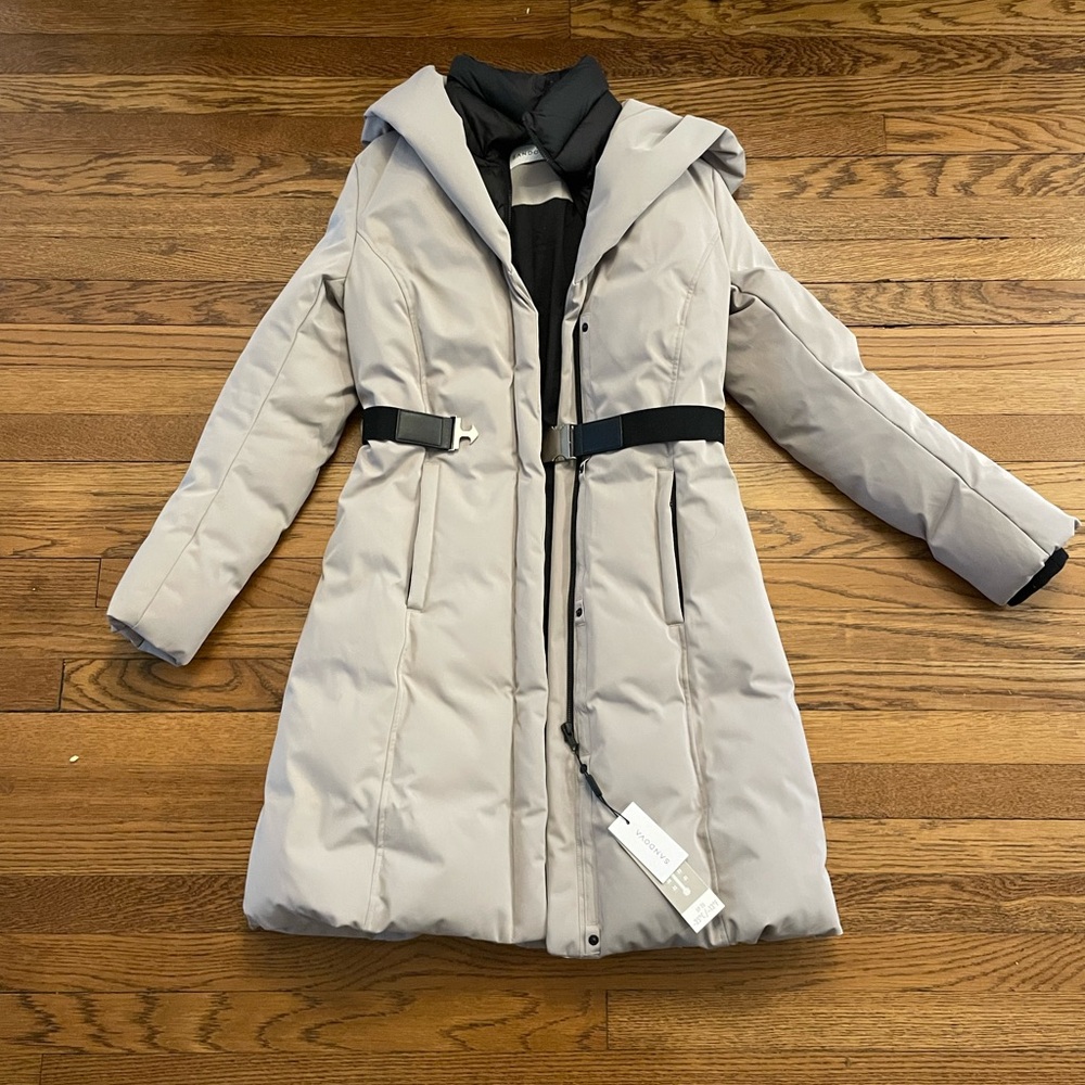 Sandova Women's Beige Puffer Coat with Bent
